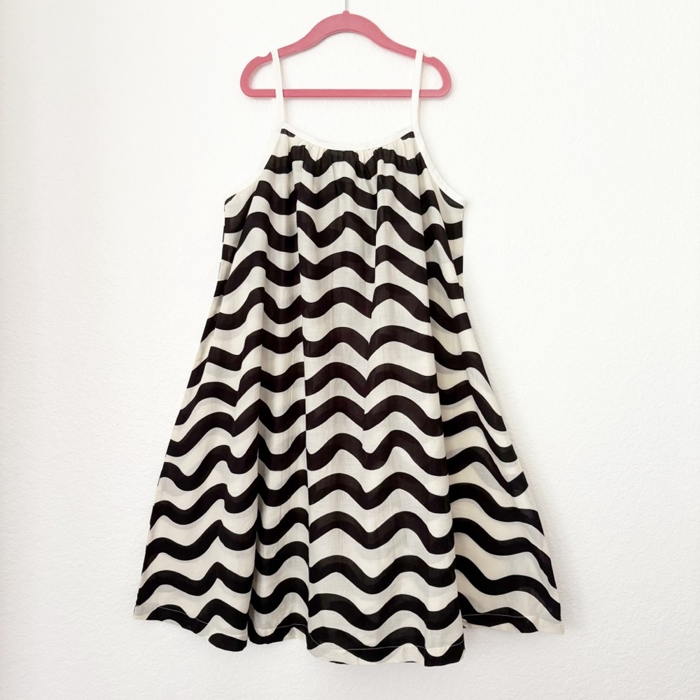 Hanna Andersson Squiggles on Ecru Black and White Zigzag Kids Cover Up Dress